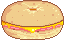 pixel art of a ham and cheese bagel