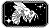 a black stamp with a black and white bee
