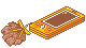 pixel art of an orange flip phone