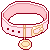 a pixel art image of a pink animal collar with a blank tag