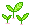 a pixel drawing or 3 little green saplings