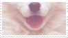 A stamp of a samoyed's smiling mouth